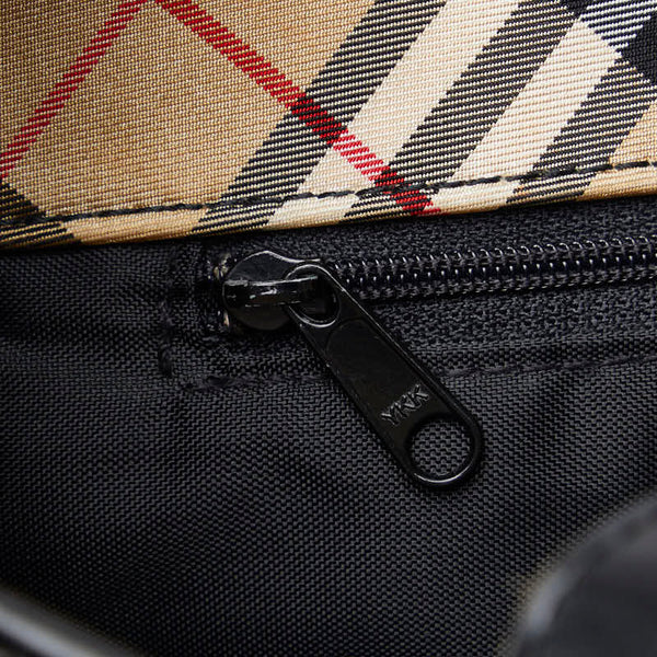 バーバリー ノバチェック トートバッグ ベージュ ブラック キャンバス レザー レディース BURBERRY 【中古】