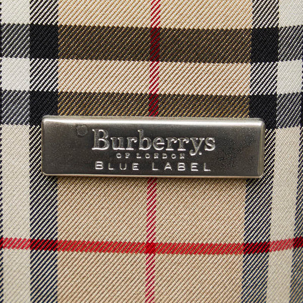 バーバリー ノバチェック トートバッグ ベージュ ブラック キャンバス レザー レディース BURBERRY 【中古】