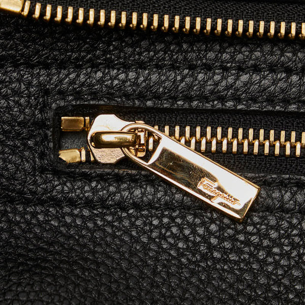 サルヴァトーレフェラガモ ガンチーニ トートバッグ GG 21F215 ブラック レザー レディース Salvatore Ferragamo 【中古】