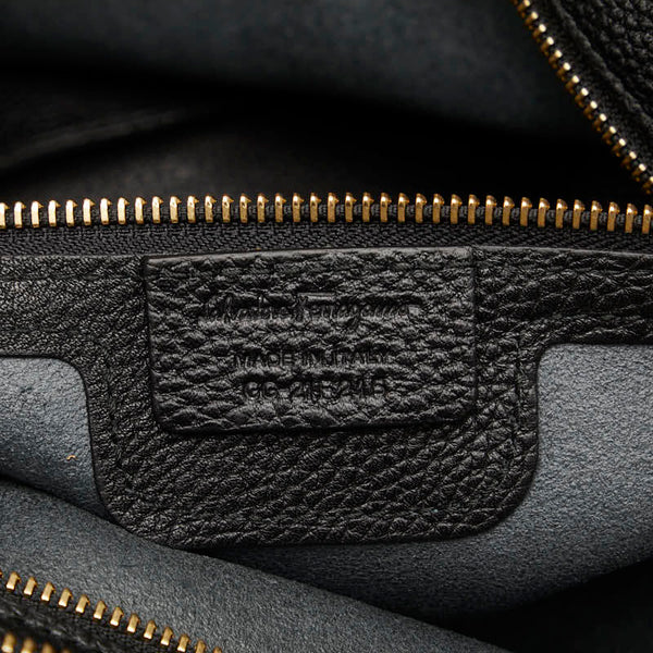 サルヴァトーレフェラガモ ガンチーニ トートバッグ GG 21F215 ブラック レザー レディース Salvatore Ferragamo 【中古】