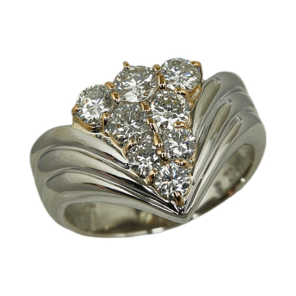 Pt900 プラチナ K18 ゴールド コンビ ダイヤ1.02ct リング 指輪 レディース 9.5号 【中古】