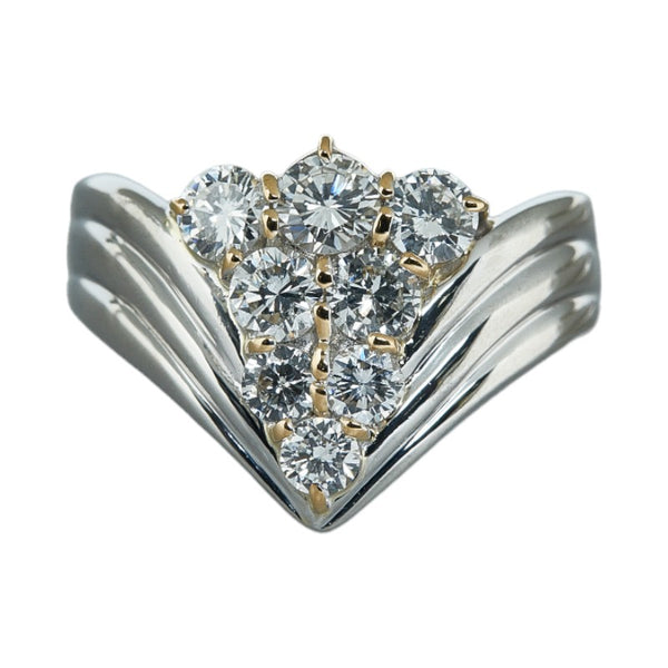 Pt900 プラチナ K18 ゴールド コンビ ダイヤ1.02ct リング 指輪 レディース 9.5号 【中古】