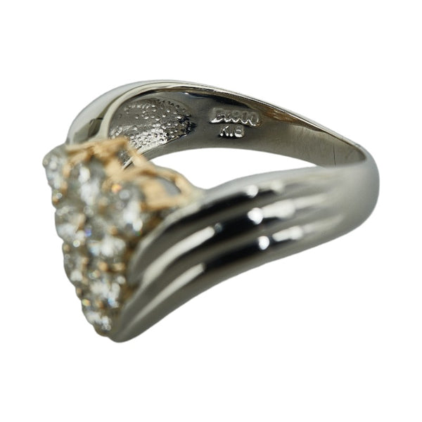 Pt900 プラチナ K18 ゴールド コンビ ダイヤ1.02ct リング 指輪 レディース 9.5号 【中古】