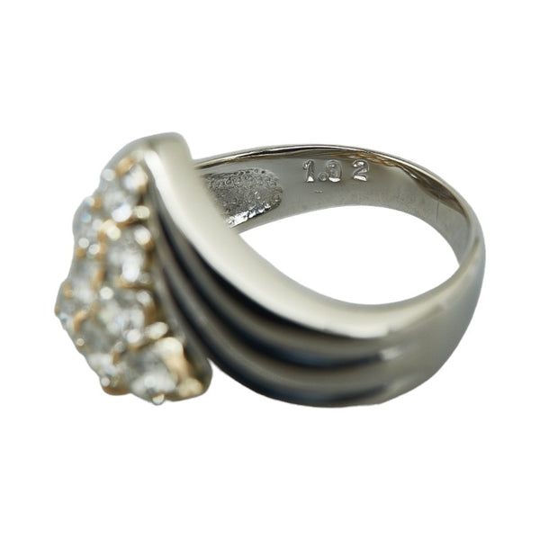 Pt900 プラチナ K18 ゴールド コンビ ダイヤ1.02ct リング 指輪 レディース 9.5号 【中古】