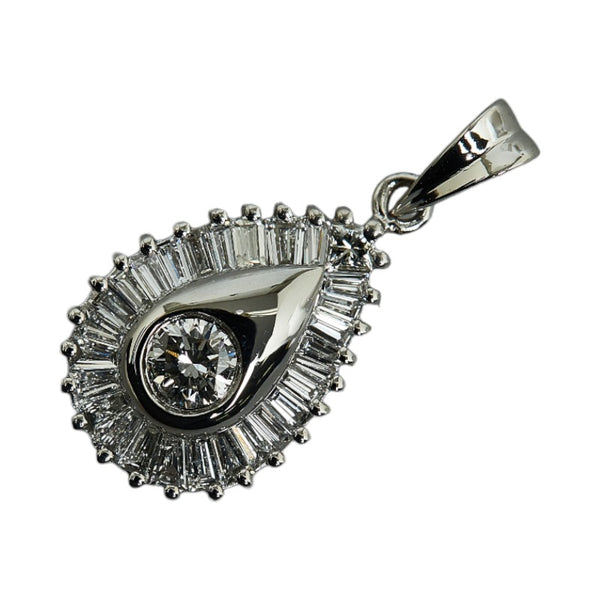 Pt950 プラチナ ダイヤ0.19ct ダイヤ0.40ct ペンダントトップ レディース 【中古】