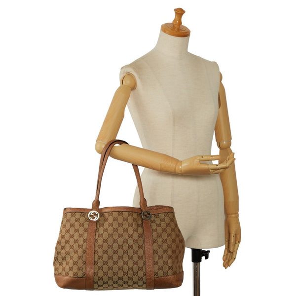 グッチ ミスGG ハンドバッグ トートバッグ  353122 ベージュ ブラウン キャンバス レザー レディース GUCCI 【中古】