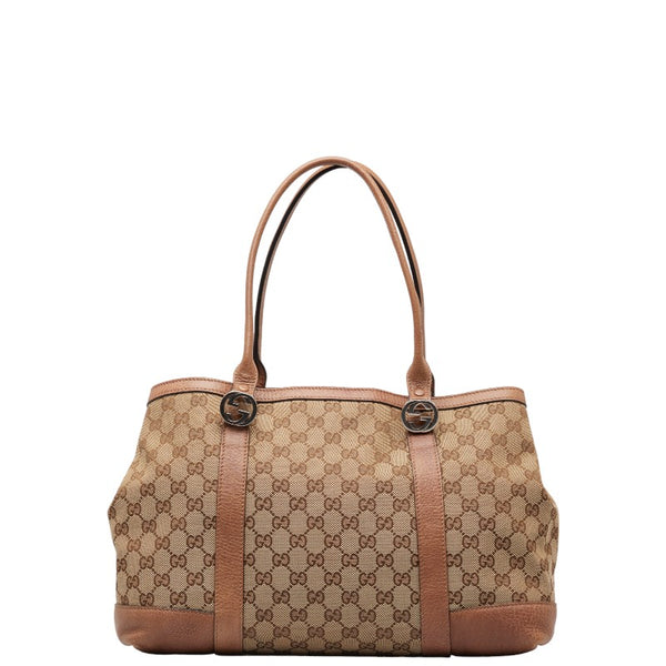 グッチ ミスGG ハンドバッグ トートバッグ  353122 ベージュ ブラウン キャンバス レザー レディース GUCCI 【中古】