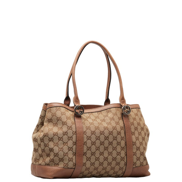 グッチ ミスGG ハンドバッグ トートバッグ  353122 ベージュ ブラウン キャンバス レザー レディース GUCCI 【中古】