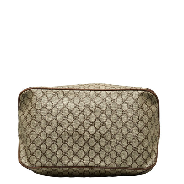 グッチ GGスプリーム ボストンバッグ トラベルバッグ 旅行用バッグ ベージュ ブラウン PVC レザー レディース GUCCI 【中古】