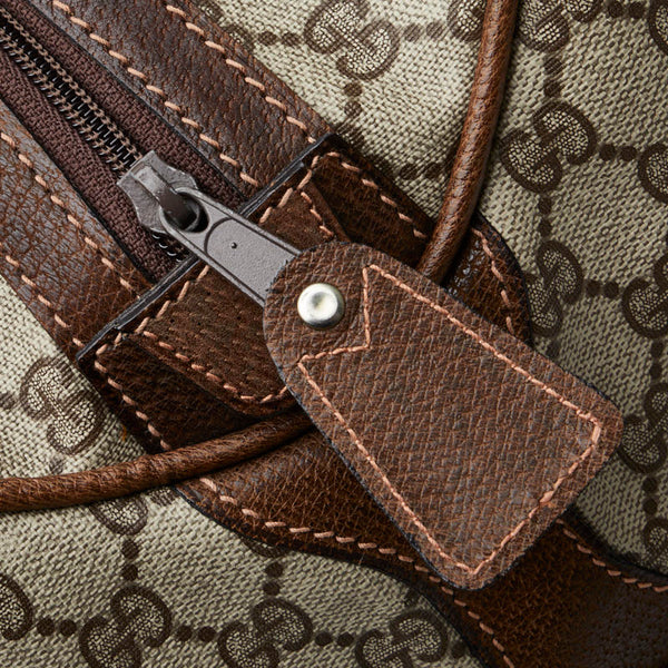 グッチ GGスプリーム ボストンバッグ トラベルバッグ 旅行用バッグ ベージュ ブラウン PVC レザー レディース GUCCI 【中古】