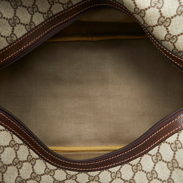 グッチ GGスプリーム ボストンバッグ トラベルバッグ 旅行用バッグ ベージュ ブラウン PVC レザー レディース GUCCI 【中古】