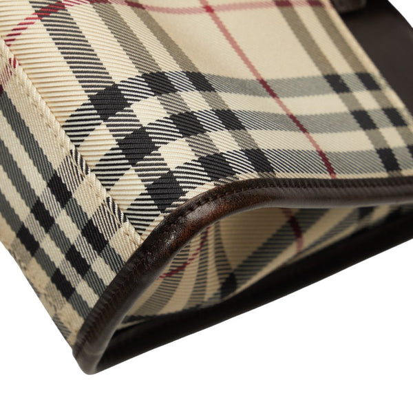バーバリー ノバチェック ハンドバッグ ベージュ ブラウン キャンバス レザー レディース BURBERRY 【中古】