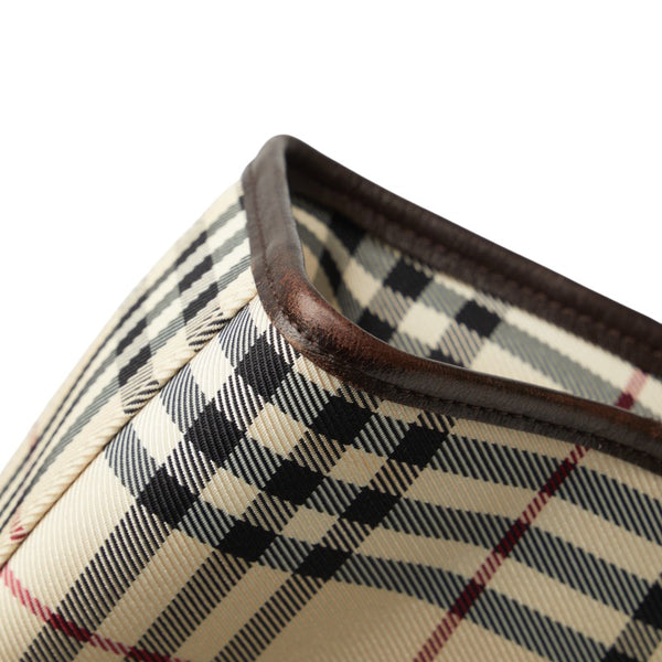 バーバリー ノバチェック ハンドバッグ ベージュ ブラウン キャンバス レザー レディース BURBERRY 【中古】