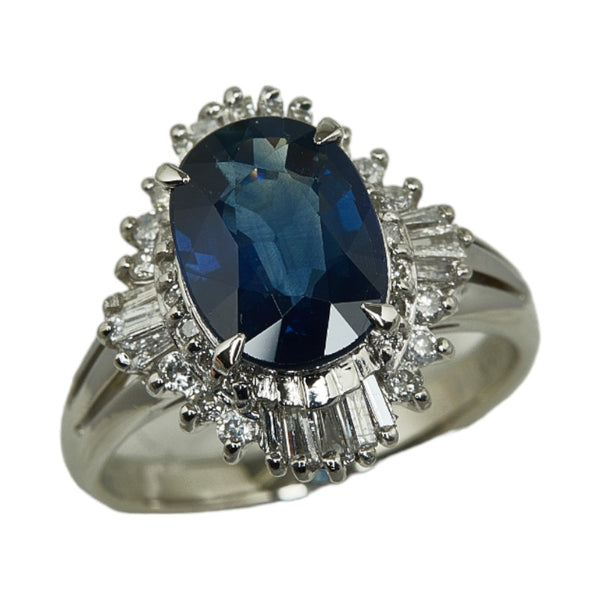 Pt900 プラチナ サファイア3.01ct ダイヤ0.55ct リング 指輪 レディース 12号 【中古】