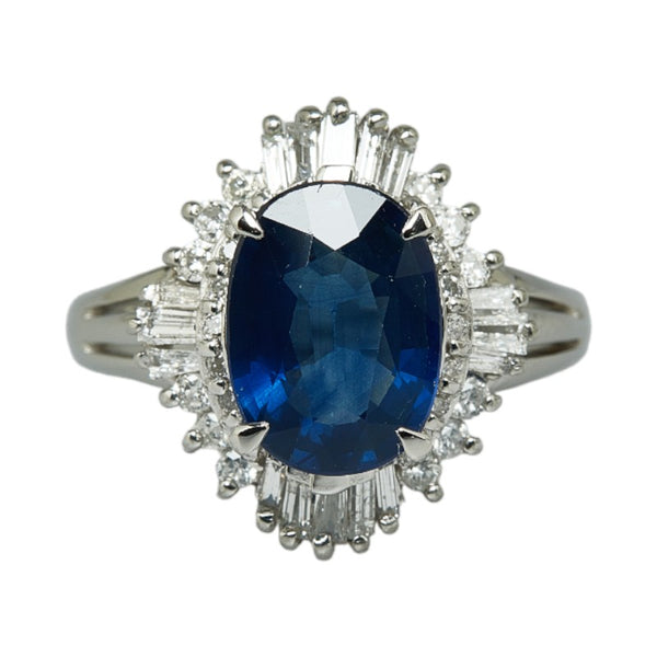 Pt900 プラチナ サファイア3.01ct ダイヤ0.55ct リング 指輪 レディース 12号 【中古】