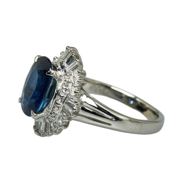 Pt900 プラチナ サファイア3.01ct ダイヤ0.55ct リング 指輪 レディース 12号 【中古】