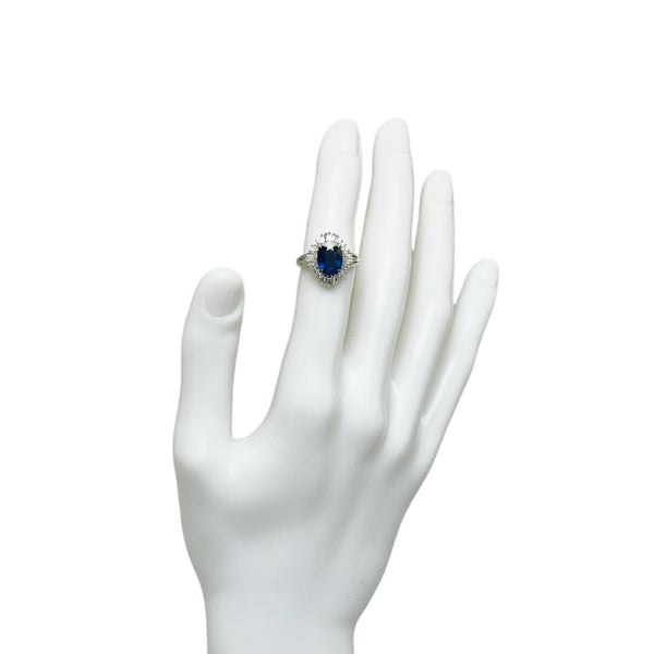 Pt900 プラチナ サファイア3.01ct ダイヤ0.55ct リング 指輪 レディース 12号 【中古】