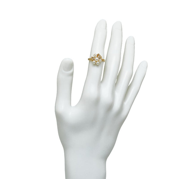 タサキ K18YG イエローゴールド アコヤパール4～4.5mm ダイヤ0.03ct リング 指輪 レディース TASAKI 12.5号 【中古】