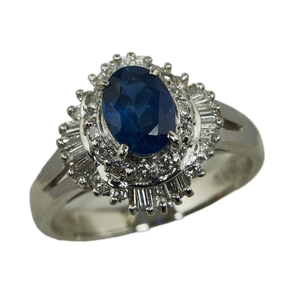 Pt900 プラチナ サファイア1.223ct ダイヤ0.54ct リング 指輪 レディース 10号 【中古】