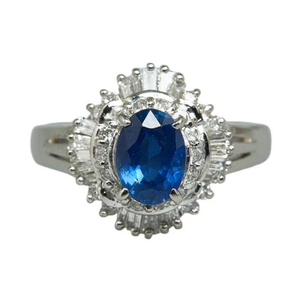Pt900 プラチナ サファイア1.223ct ダイヤ0.54ct リング 指輪 レディース 10号 【中古】