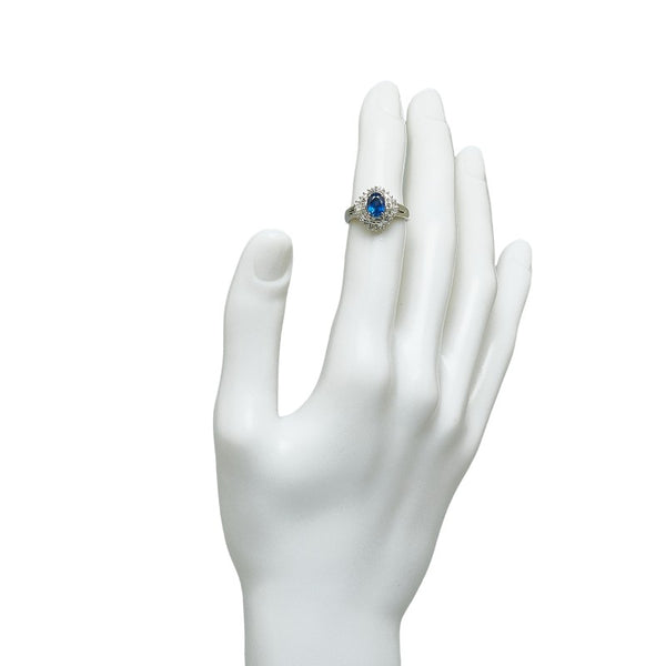 Pt900 プラチナ サファイア1.223ct ダイヤ0.54ct リング 指輪 レディース 10号 【中古】