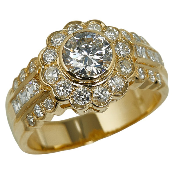 K18YG イエローゴールド ダイヤ0.75ct ダイヤ0.68ct リング 指輪 レディース 11.5号 【中古】
