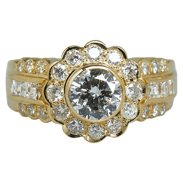 K18YG イエローゴールド ダイヤ0.75ct ダイヤ0.68ct リング 指輪 レディース 11.5号 【中古】