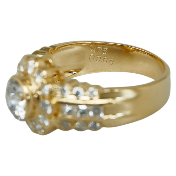 K18YG イエローゴールド ダイヤ0.75ct ダイヤ0.68ct リング 指輪 レディース 11.5号 【中古】