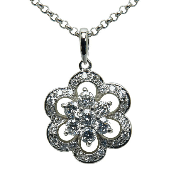 Pt900 プラチナ Pt850 プラチナ ダイヤ1.02ct ペンダントネックレス レディース 【中古】