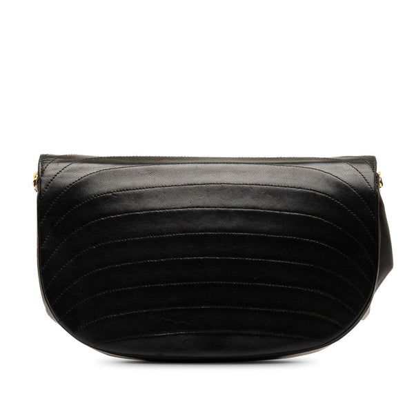 シャネル ココマーク ハーフムーン チェーン ショルダーバッグ ブラック ラムスキン レディース CHANEL 【中古】