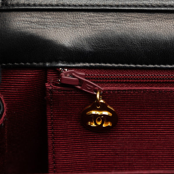 シャネル ココマーク ハーフムーン チェーン ショルダーバッグ ブラック ラムスキン レディース CHANEL 【中古】