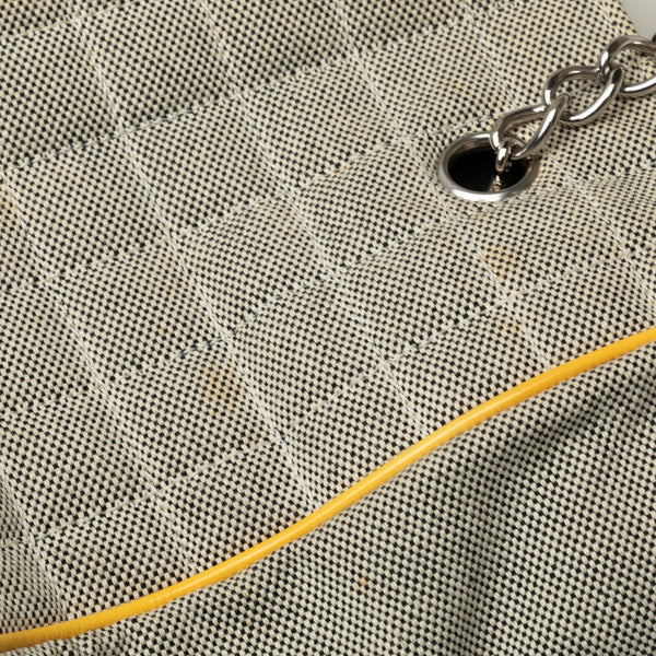 シャネル NO.5 チョコバー カメリア チェーン ハンドバッグ A31573 イエロー グレー キャンバス エナメル レディース CHANEL 【中古】