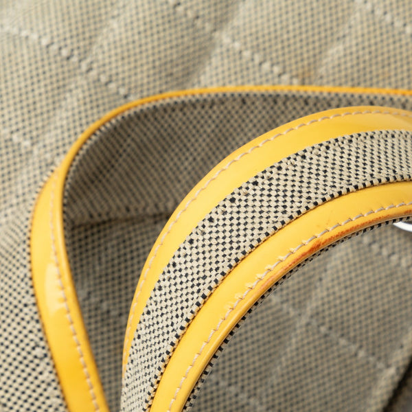 シャネル NO.5 チョコバー カメリア チェーン ハンドバッグ A31573 イエロー グレー キャンバス エナメル レディース CHANEL 【中古】