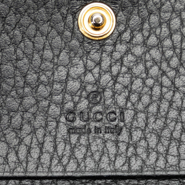 グッチ GGマーモント 二つ折り財布 コンパクトウォレット 456126 ブラック ゴールド レザー レディース GUCCI 【中古】