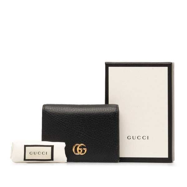 グッチ GGマーモント 二つ折り財布 コンパクトウォレット 456126 ブラック ゴールド レザー レディース GUCCI 【中古】