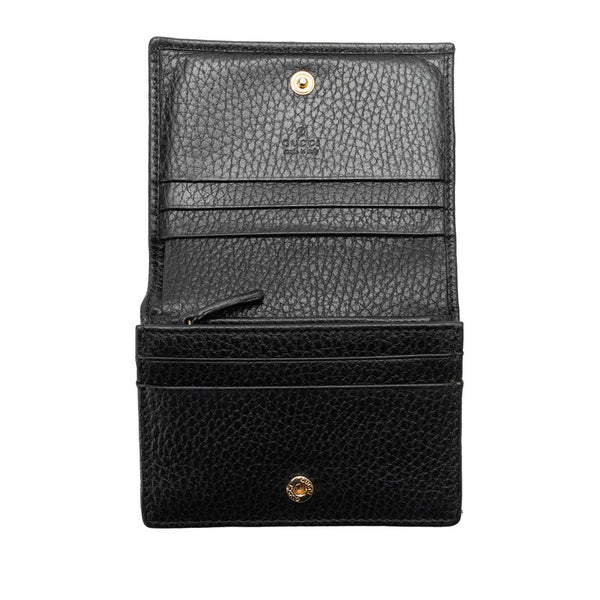 グッチ GGマーモント 二つ折り財布 コンパクトウォレット 456126 ブラック ゴールド レザー レディース GUCCI 【中古】