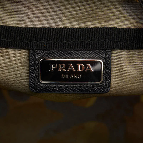 プラダ 三角ロゴプレート カモフラージュ 迷彩 ポーチ カーキ マルチカラー ナイロン レディース PRADA 【中古】