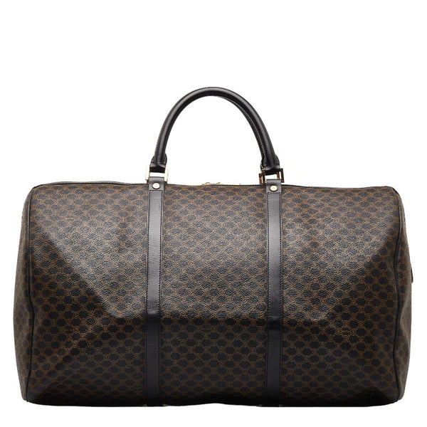 セリーヌ マカダム ボストンバッグ ブラック PVC レザー レディース CELINE 【中古】