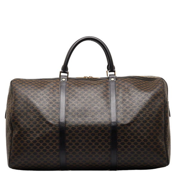 セリーヌ マカダム ボストンバッグ ブラック PVC レザー レディース CELINE 【中古】