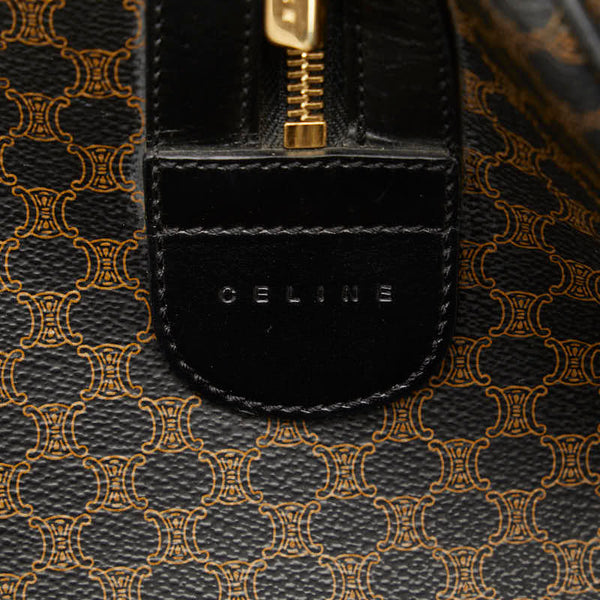 セリーヌ マカダム ボストンバッグ ブラック PVC レザー レディース CELINE 【中古】