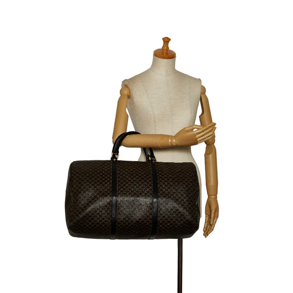 セリーヌ マカダム ボストンバッグ ブラック PVC レザー レディース CELINE 【中古】