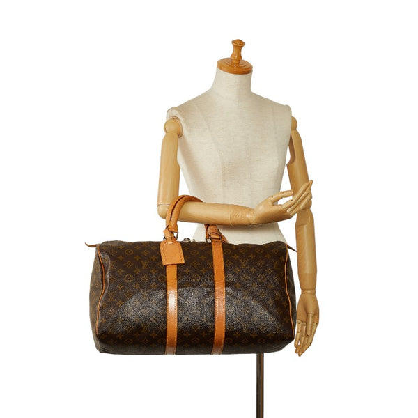 ルイ ヴィトン モノグラム キ－ポル 45 ボストンバッグ トラベルバッグ M41428 ブラウン PVC レザー レディース LOUIS VUITTON 【中古】