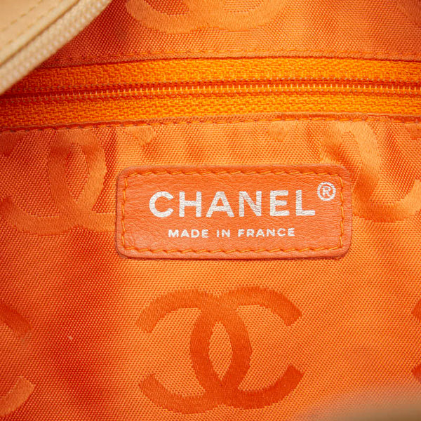 シャネル カンボン ココマーク ボーリングバッグ ハンドバッグ ベージュ オレンジ ラムスキン レディース CHANEL 【中古】