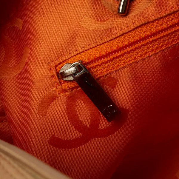 シャネル カンボン ココマーク ボーリングバッグ ハンドバッグ ベージュ オレンジ ラムスキン レディース CHANEL 【中古】