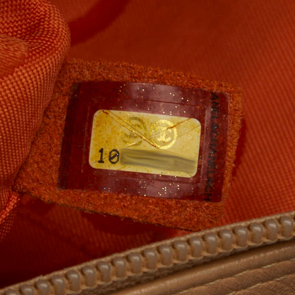 シャネル カンボン ココマーク ボーリングバッグ ハンドバッグ ベージュ オレンジ ラムスキン レディース CHANEL 【中古】