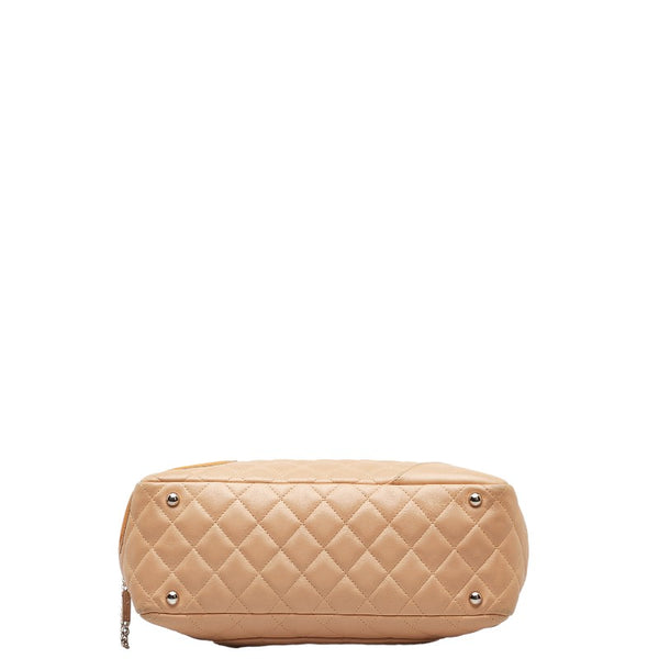 シャネル カンボン ココマーク ボーリングバッグ ハンドバッグ ベージュ オレンジ ラムスキン レディース CHANEL 【中古】