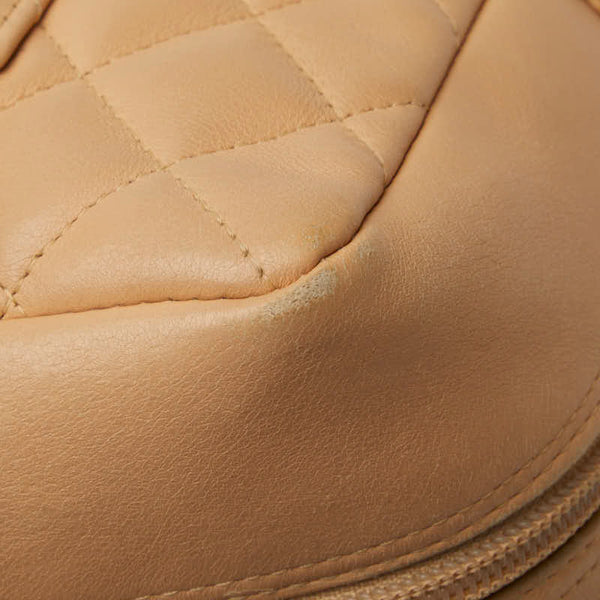 シャネル カンボン ココマーク ボーリングバッグ ハンドバッグ ベージュ オレンジ ラムスキン レディース CHANEL 【中古】