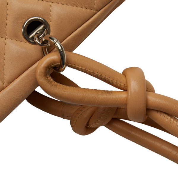 シャネル カンボン ココマーク ボーリングバッグ ハンドバッグ ベージュ オレンジ ラムスキン レディース CHANEL 【中古】