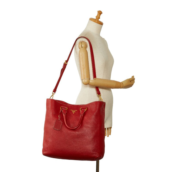 プラダ ハンドバッグ ショルダーバッグ 2WAY レッド レザー レディース PRADA 【中古】