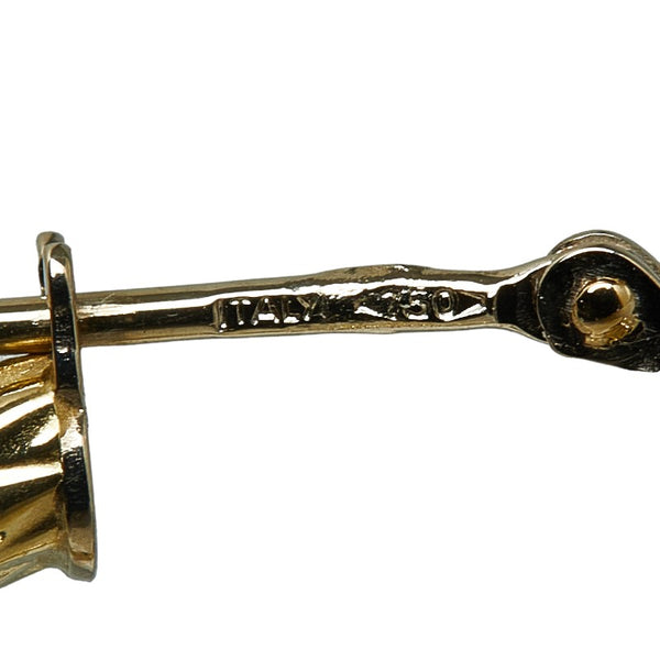 ゴールド ブルー グリーン K18YG イエローゴールド エナメル フープピアス レディース 【中古】